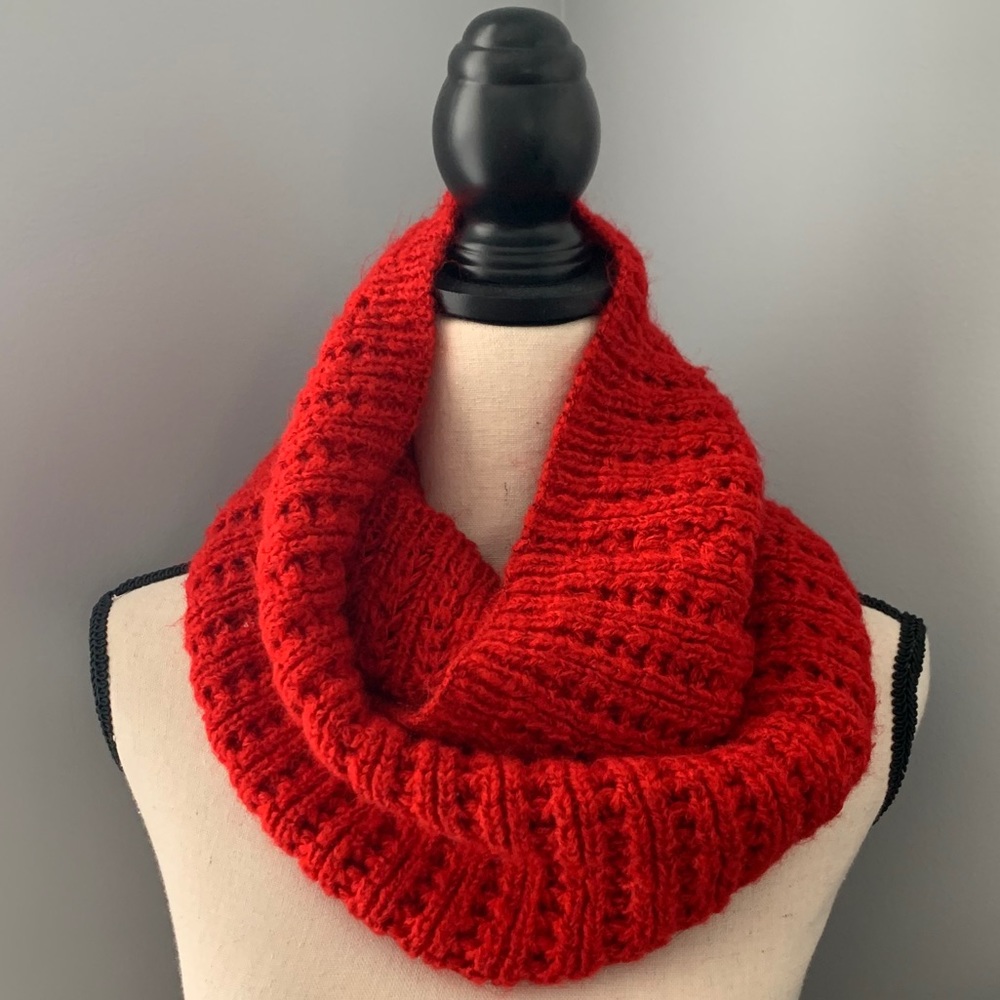 Red Knit Infinity Scarf